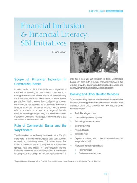 Financial Inclusion & Financial Literacy: SBI Initiatives